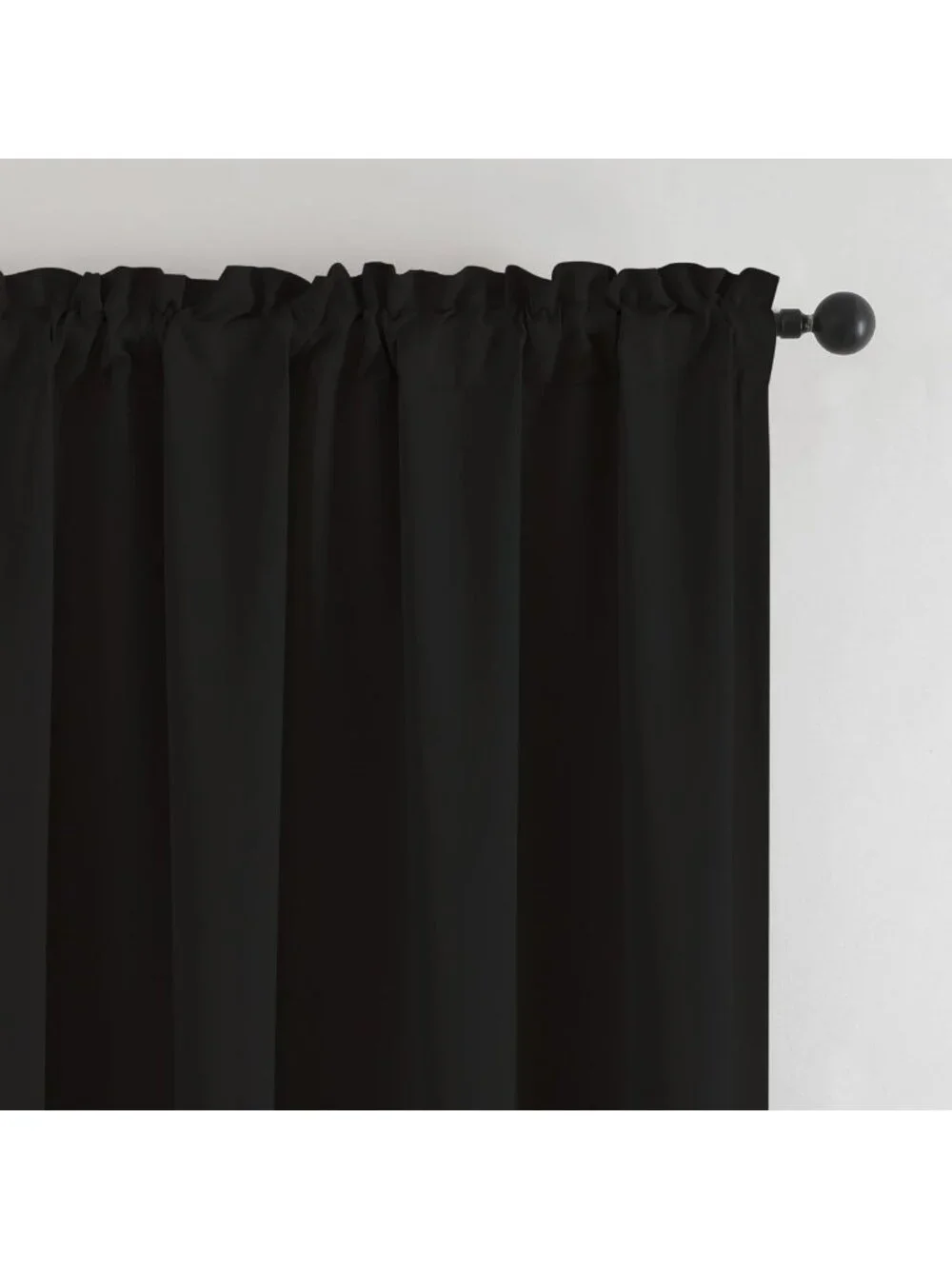 Fire Retardant Black Curtain Panel, 52x84 inch, Rod Pocket Top for Dorm & School